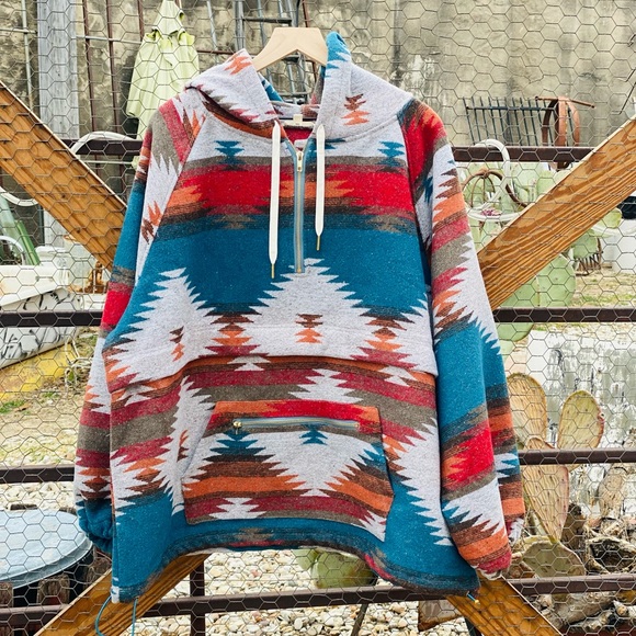 Tops - Aztec Rust Pullover Hoodie Plus Size
